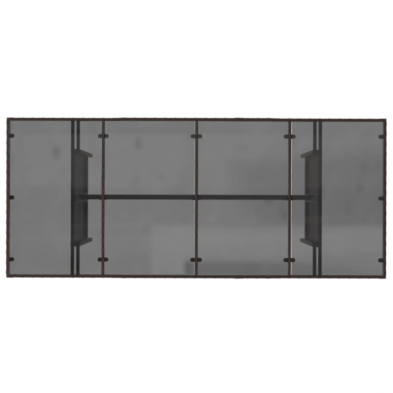 Gartentisch mit Glasplatte Braun 190x80x75 cm Poly Rattan