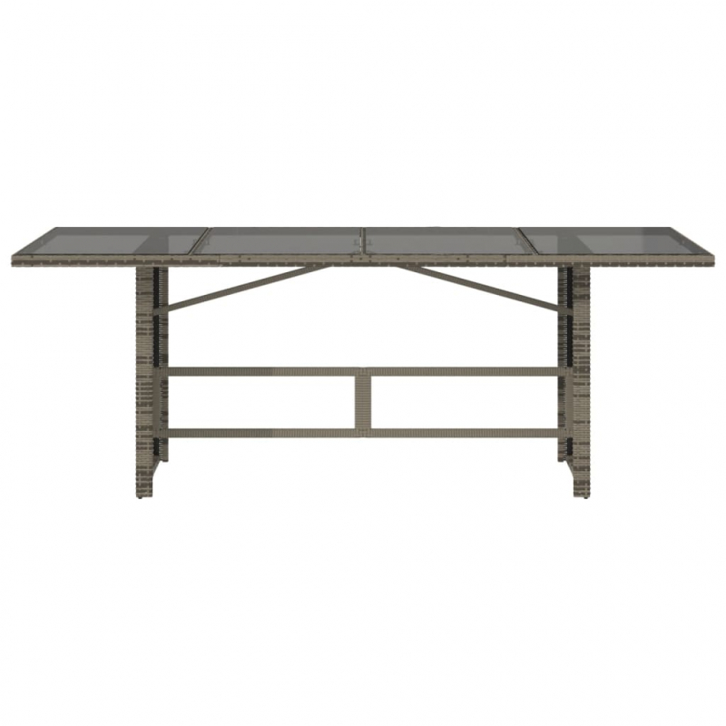 Gartentisch mit Glasplatte Grau 190x80x75 cm Poly Rattan