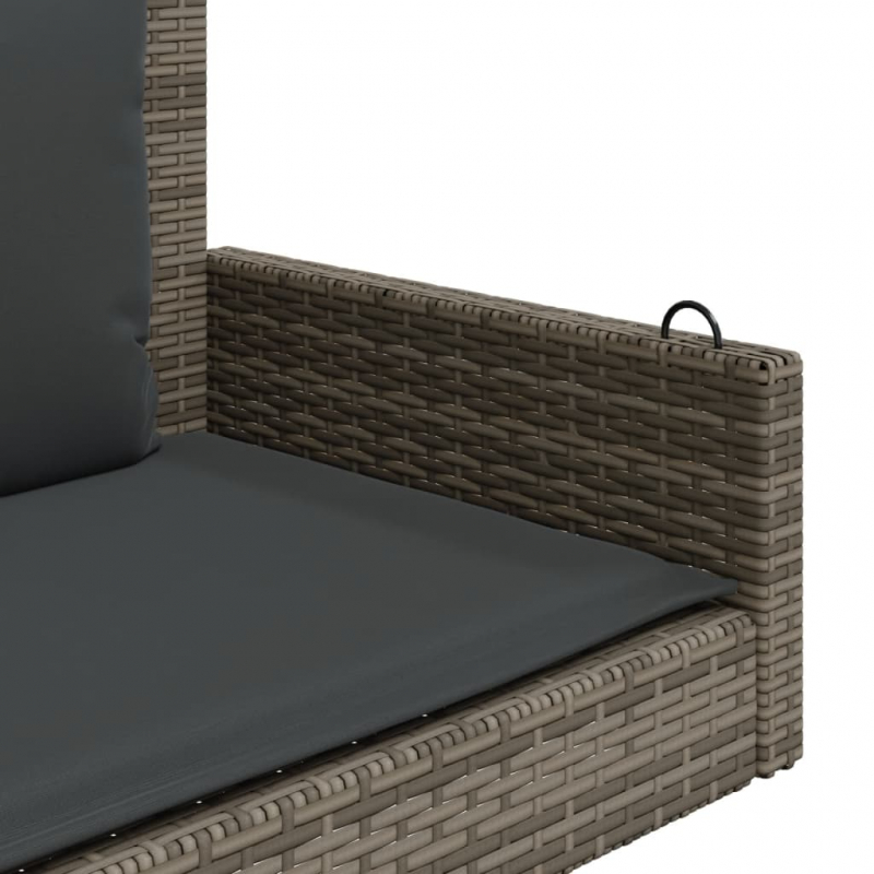 Hängebank mit Kissen Grau 119x56x48 cm Poly Rattan