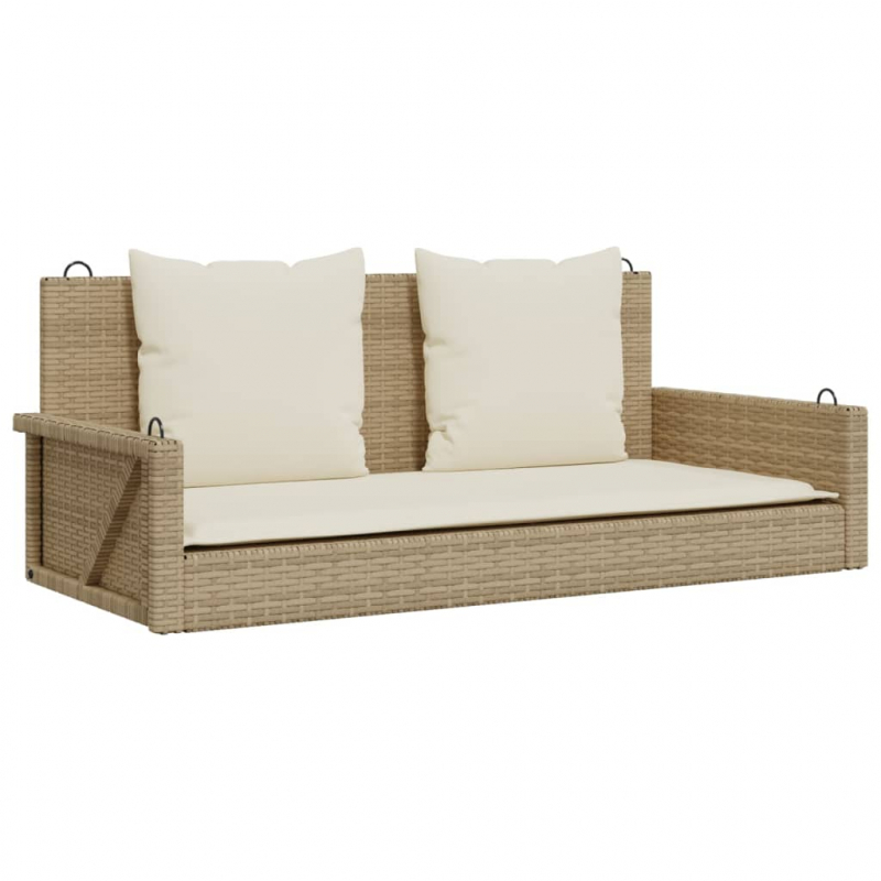 Hängebank mit Kissen Beige 119x56x48 cm Poly Rattan