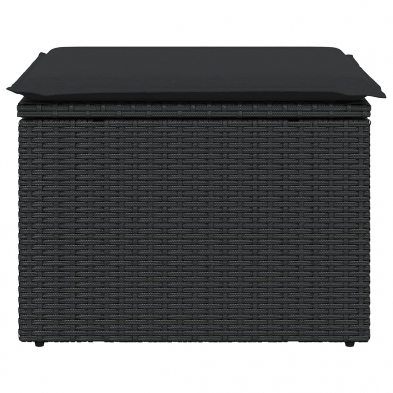 Gartenhocker mit Kissen Schwarz 55x55x37 cm Poly Rattan
