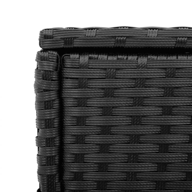 Garten-Beistelltisch mit Glasplatte Schwarz 58x27,5x55cm Rattan