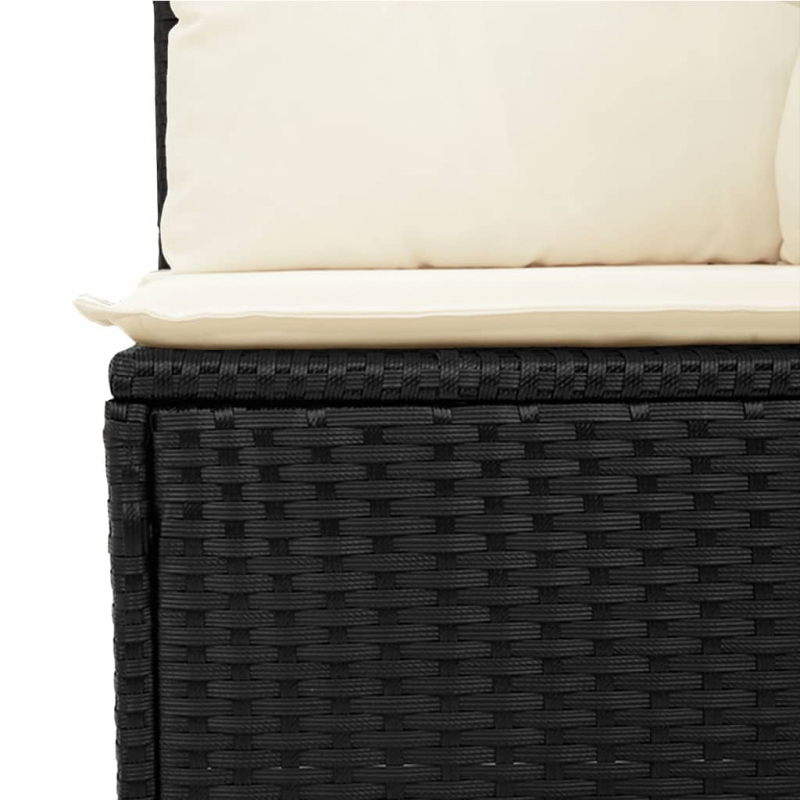 Garten-Ecksofa mit Kissen Schwarz Poly Rattan