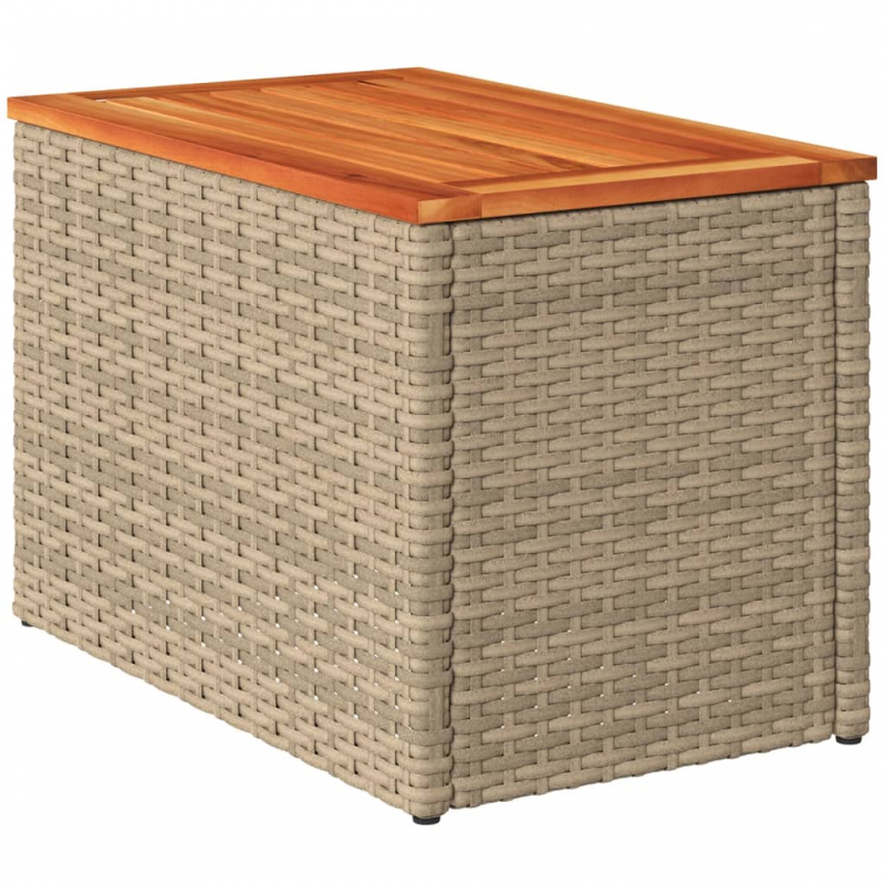 Garten-Beistelltische 2 Stk. Beige 55x34x37 cm Poly Rattan Holz