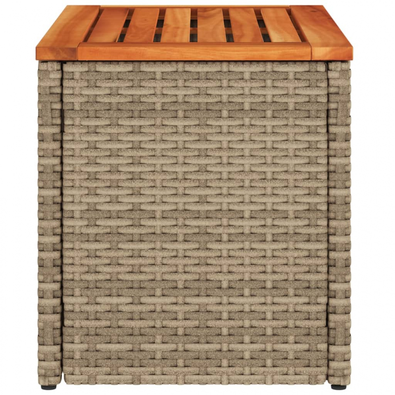 Garten-Beistelltische 2 Stk. Beige 55x34x37 cm Poly Rattan Holz