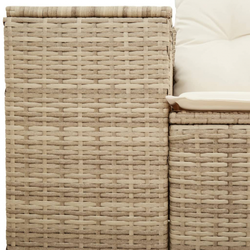 Gartensofa mit Kissen 2-Sitzer Beige Poly Rattan