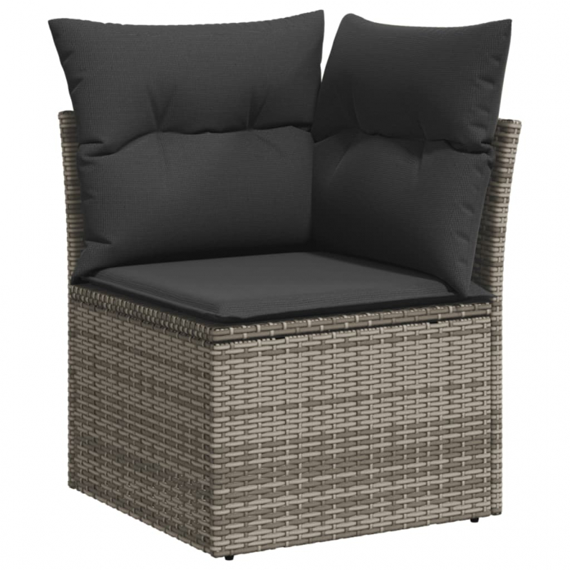 Garten-Ecksofa mit Kissen Grau Poly Rattan