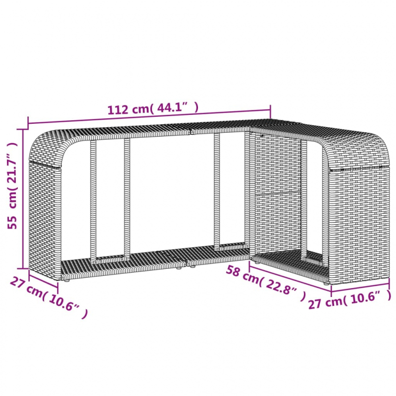 Outdoor-Rgale 2 Stk. Grau Poly Rattan