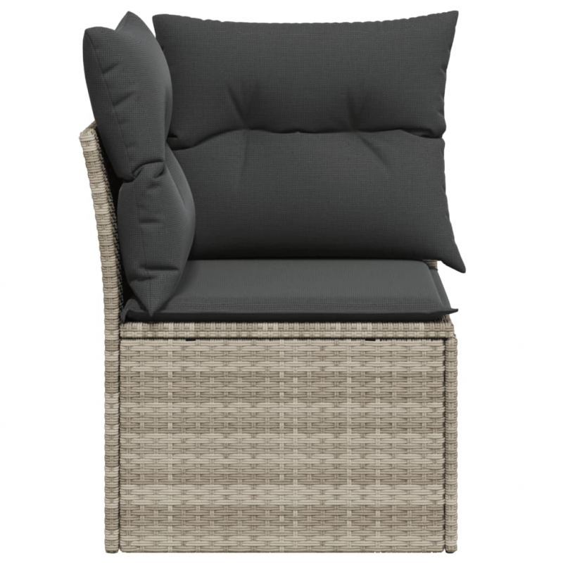 Garten-Ecksofa mit Kissen Hellgrau Poly Rattan