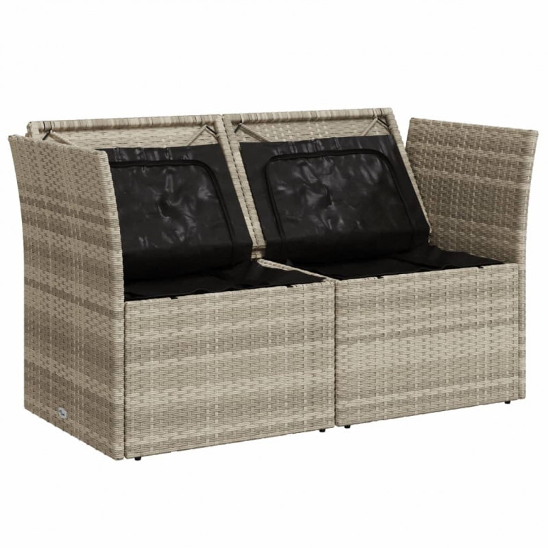 Gartensofa mit Kissen 2-Sitzer Hellgrau Poly Rattan
