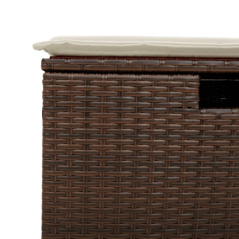 Gartenhocker mit Kissen Braun 55x55x37 cm Poly Rattan