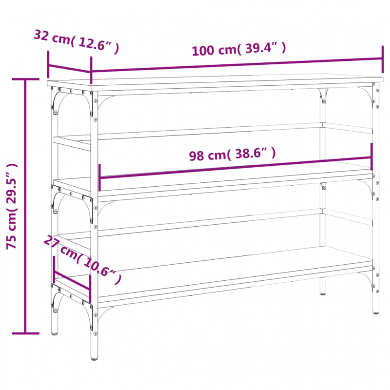 Konsolentisch Räuchereiche 100x32x75 cm Holzwerkstoff