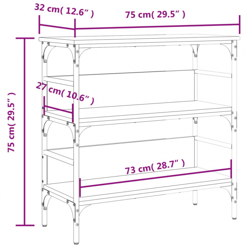 Konsolentisch Schwarz 75x32x75 cm Holzwerkstoff