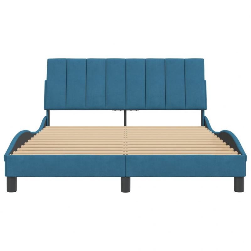Bettgestell mit Kopfteil Blau 140x190 cm Samt