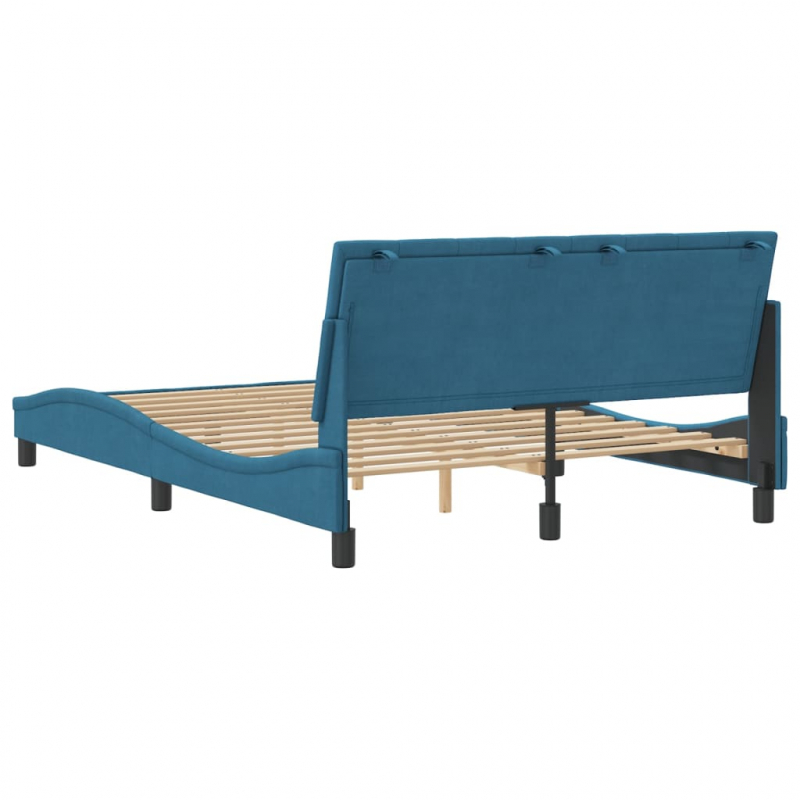 Bettgestell mit Kopfteil Blau 140x190 cm Samt