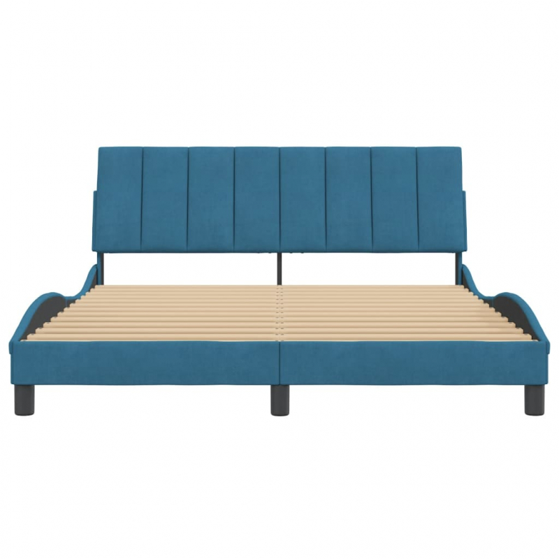 Bettgestell mit Kopfteil Blau 160x200 cm Samt