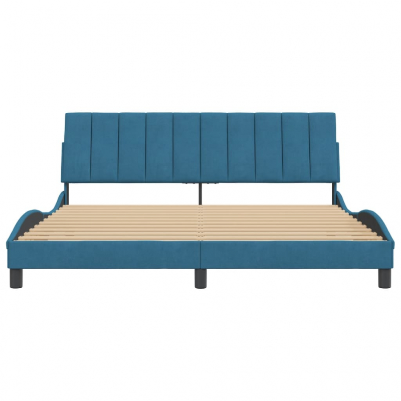 Bettgestell mit Kopfteil Blau 180x200 cm Samt
