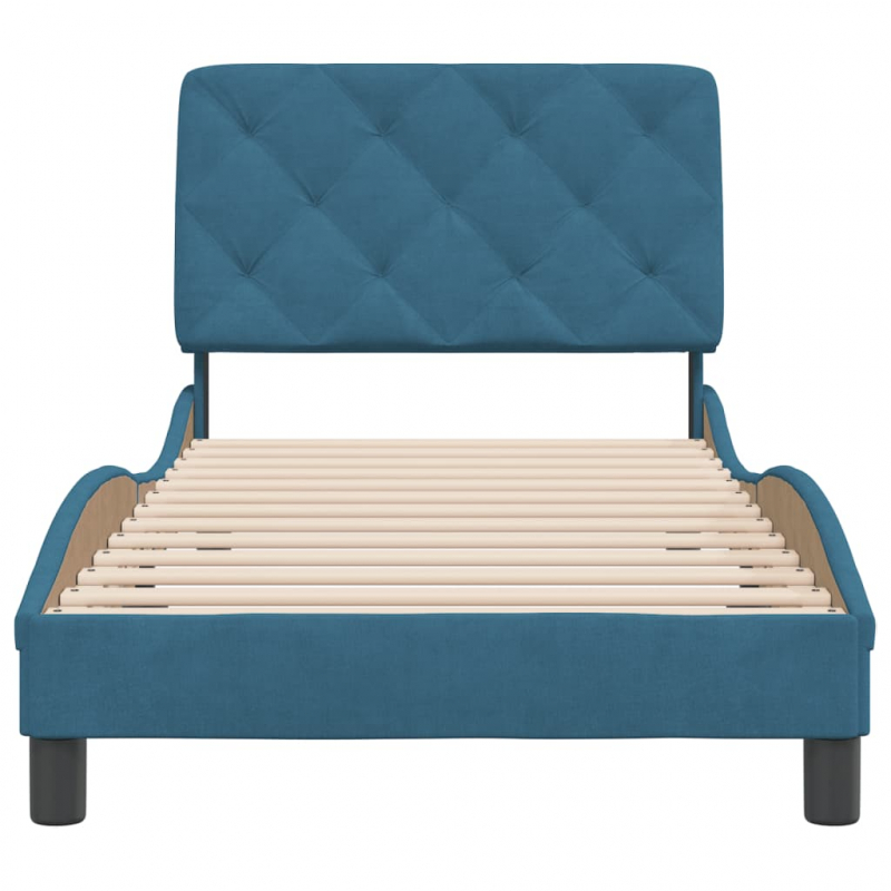 Bettgestell mit Kopfteil Blau 90x190 cm Samt