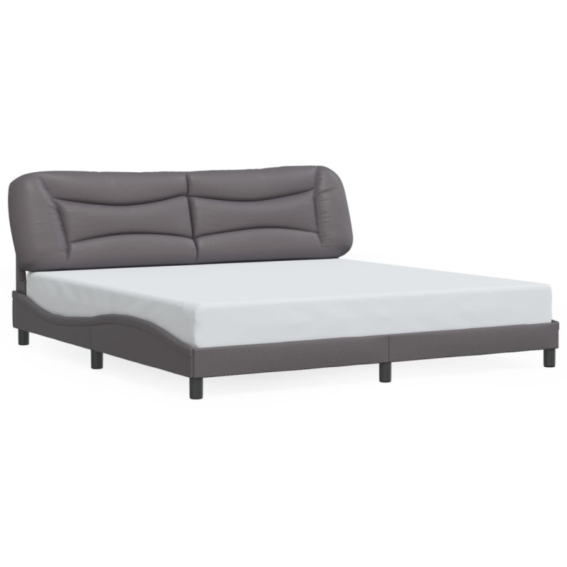 Bettgestell mit Kopfteil Grau 200x200 cm Kunstleder