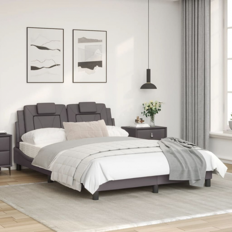 Bettgestell mit Kopfteil Grau 120x200 cm Kunstleder