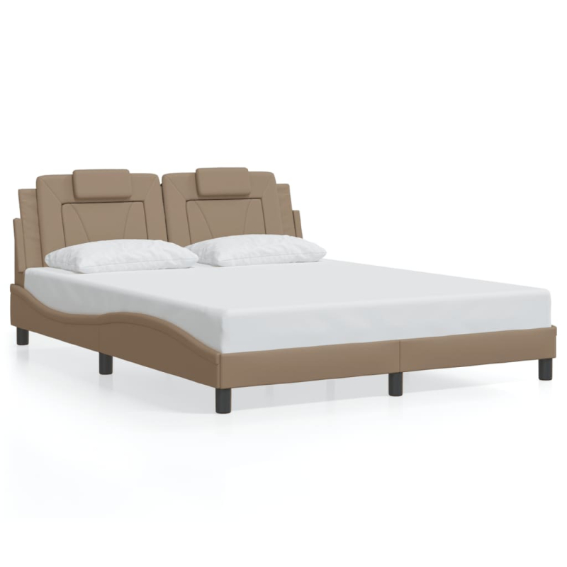 Bettgestell mit Kopfteil Cappuccino-Braun 160x200 cm Kunstleder