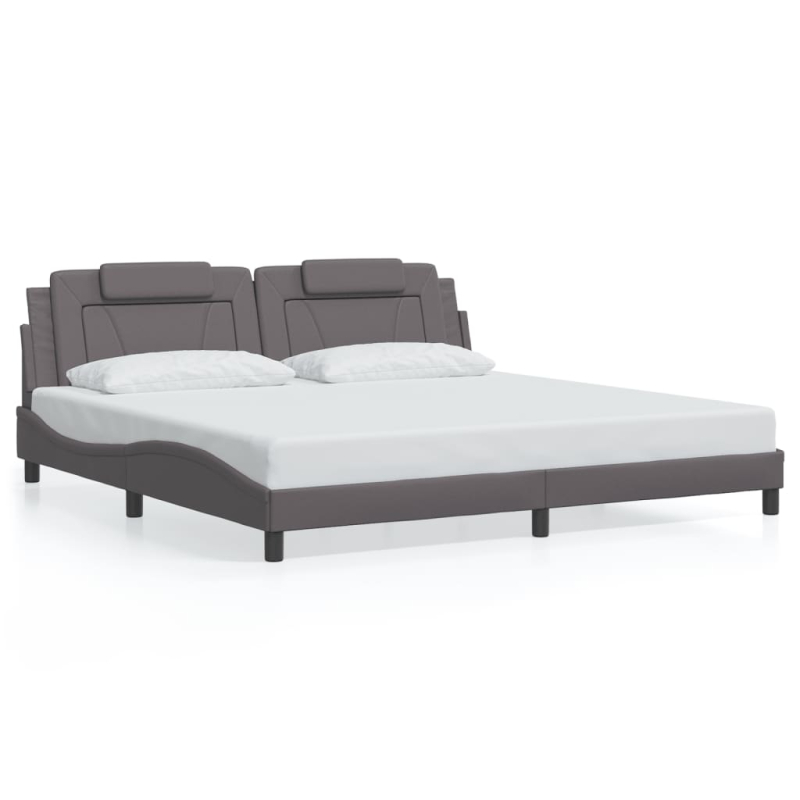 Bettgestell mit Kopfteil Grau 200x200 cm Kunstleder
