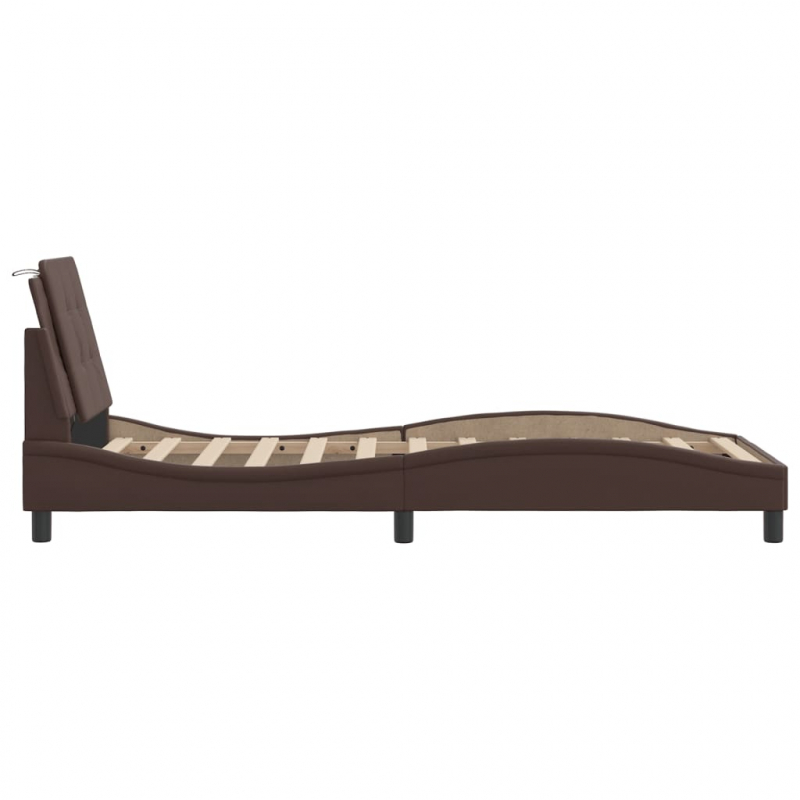 Bettgestell mit Kopfteil Braun 90x190 cm Kunstleder
