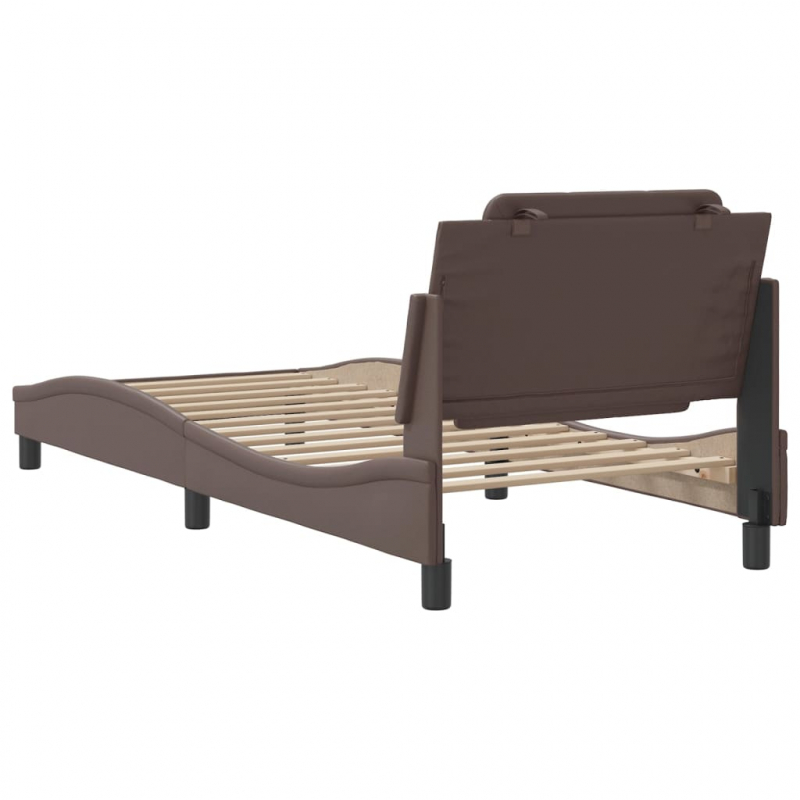 Bettgestell mit Kopfteil Braun 90x190 cm Kunstleder