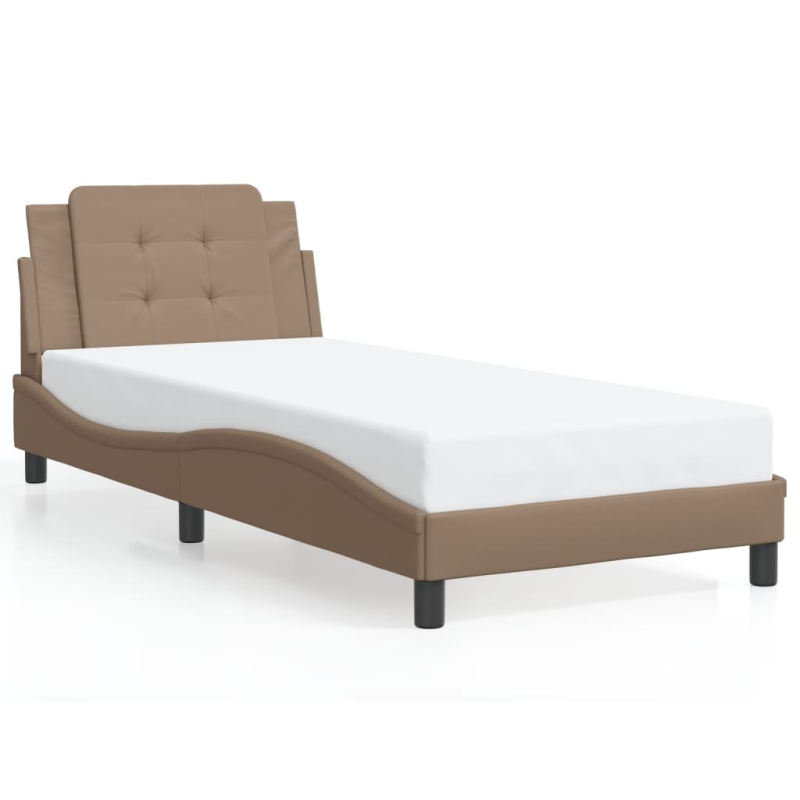 Bettgestell mit Kopfteil Cappuccino-Braun 90x190 cm Kunstleder