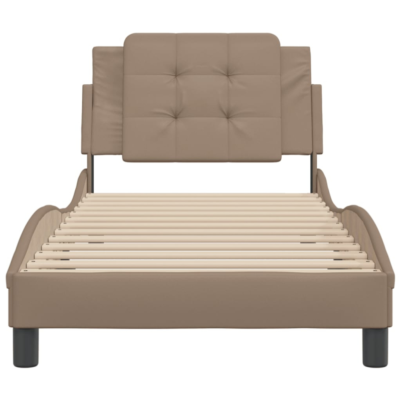 Bettgestell mit Kopfteil Cappuccino-Braun 90x190 cm Kunstleder