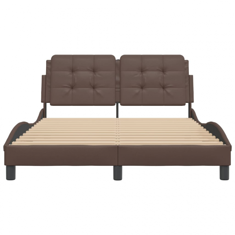 Bettgestell mit Kopfteil Braun 140x190 cm Kunstleder