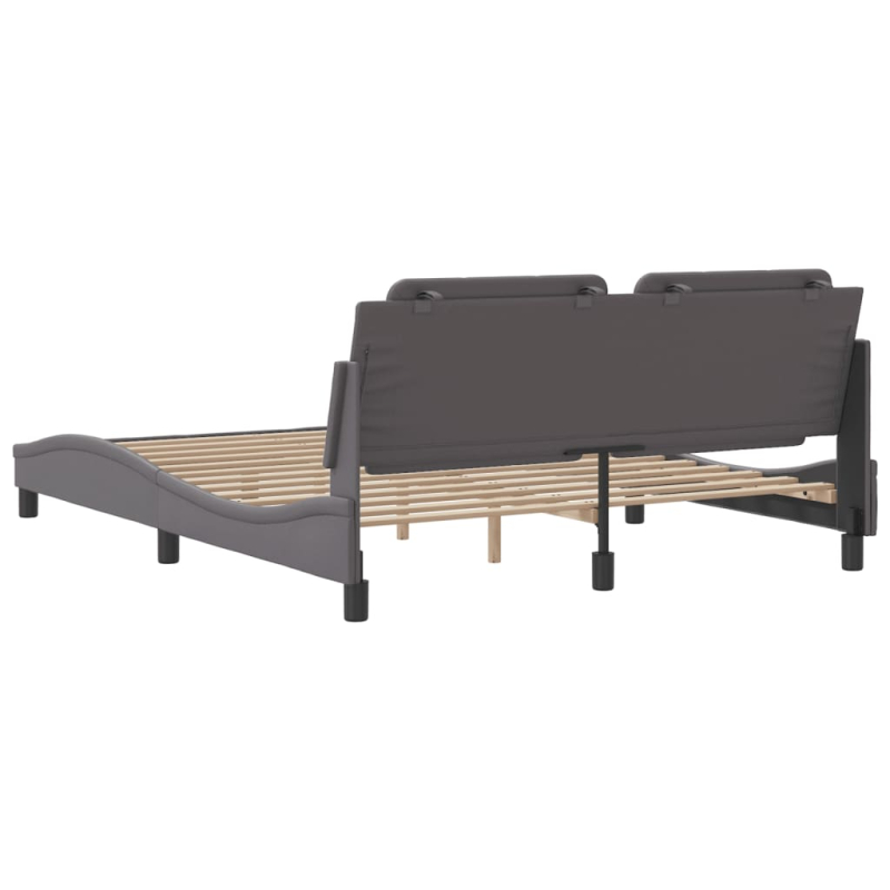 Bettgestell mit Kopfteil Grau 160x200 cm Kunstleder