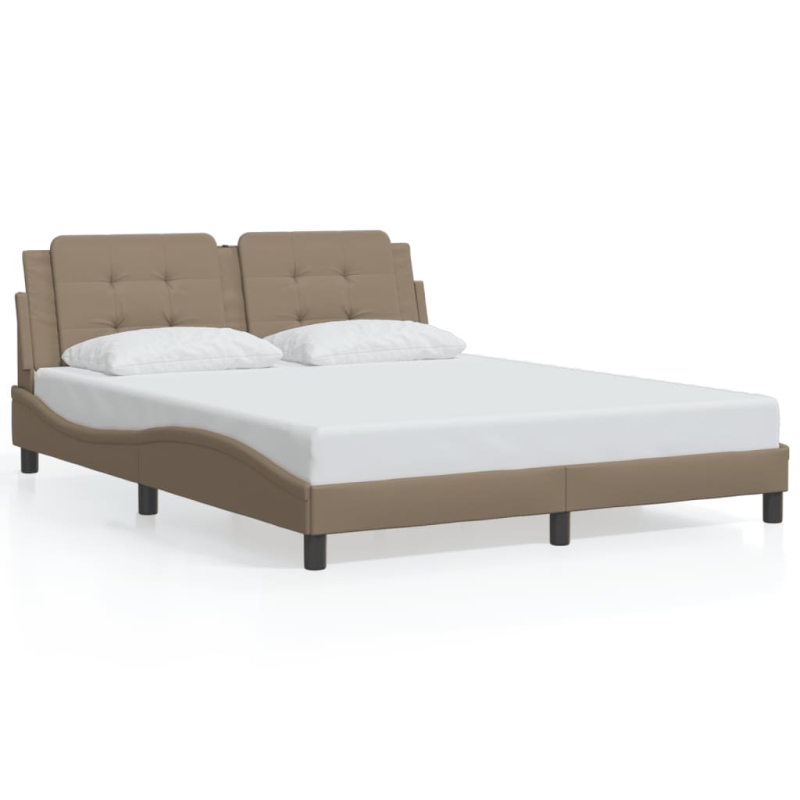 Bettgestell mit Kopfteil Cappuccino-Braun 160x200 cm Kunstleder