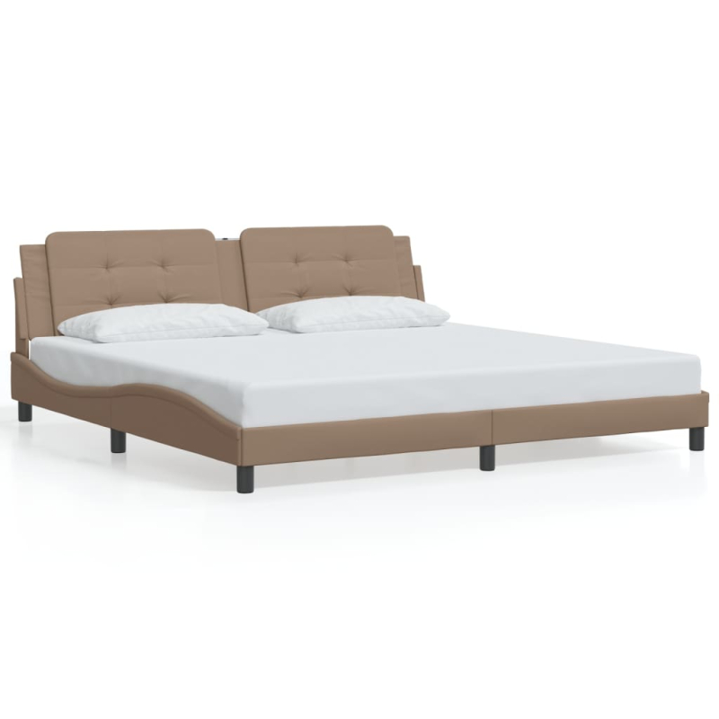Bettgestell mit Kopfteil Cappuccino-Braun 200x200 cm Kunstleder