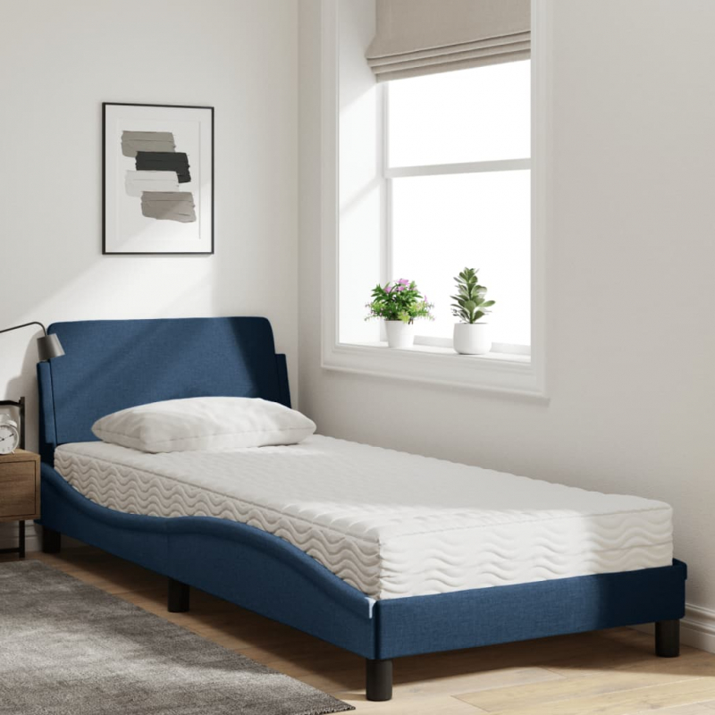 Bett mit Matratze Blau 80x200 cm Stoff