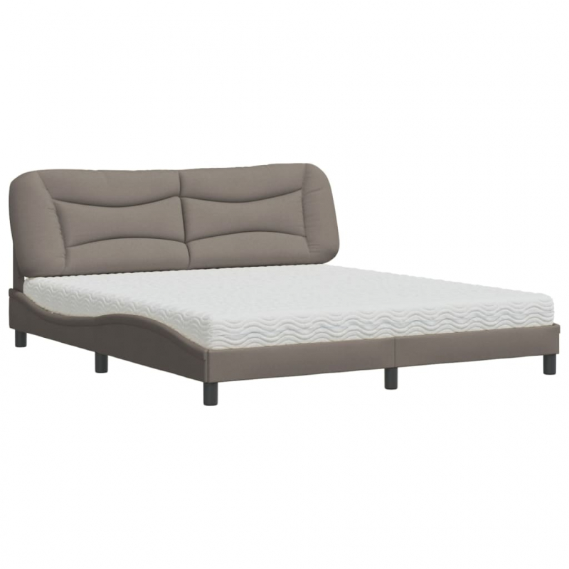 Bett mit Matratze Taupe 180x200 cm Stoff