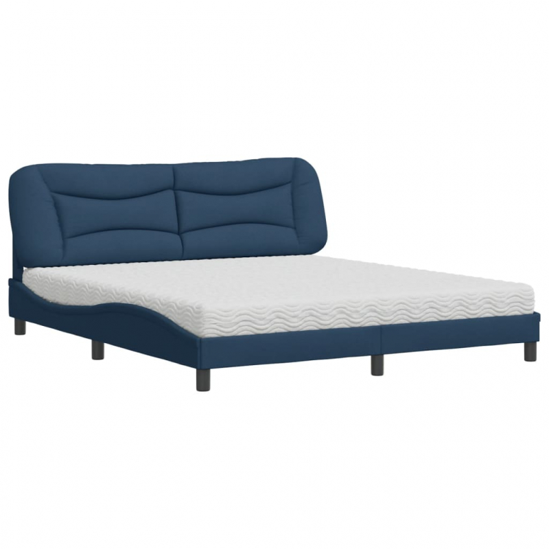 Bett mit Matratze Blau 180x200 cm Stoff