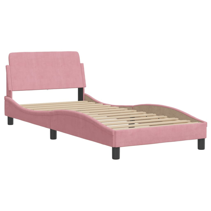Bett mit Matratze Rosa 90x190 cm Samt