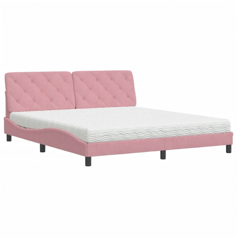 Bett mit Matratze Rosa 180x200 cm Samt