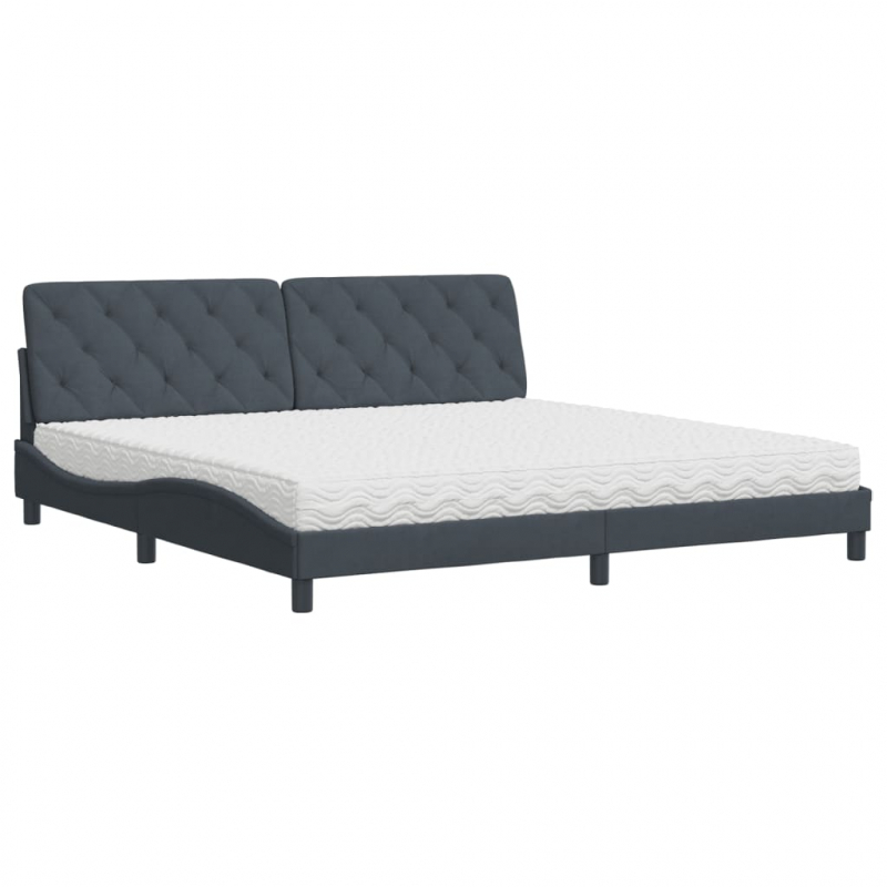 Bett mit Matratze Dunkelgrau 200x200 cm Samt