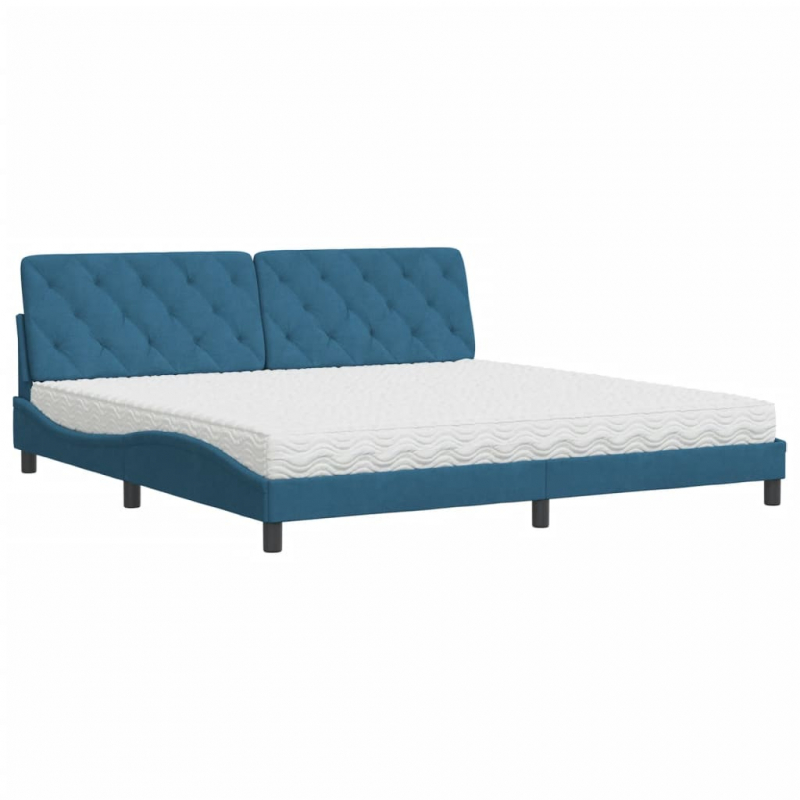 Bett mit Matratze Blau 200x200 cm Samt