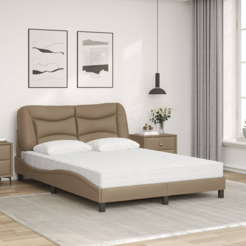 Bett mit Matratze Cappuccino-Braun 120x200 cm Kunstleder