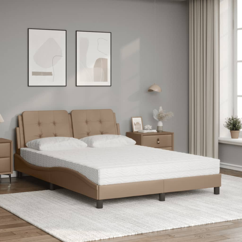 Bett mit Matratze Cappuccino-Braun 120x200 cm Kunstleder