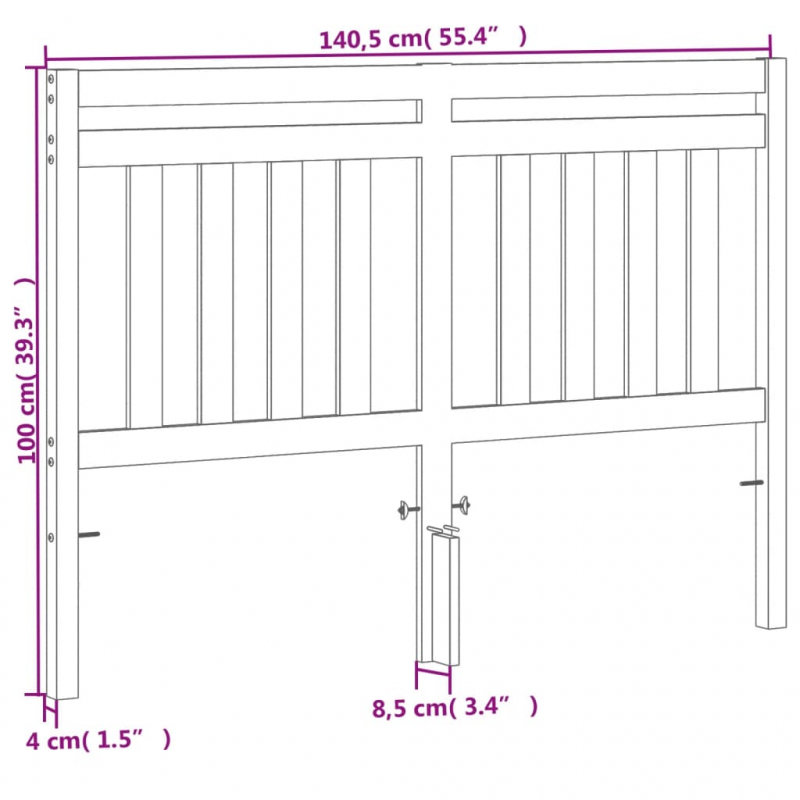 Kopfteil Wachsbraun 135 cm Massivholz Kiefer