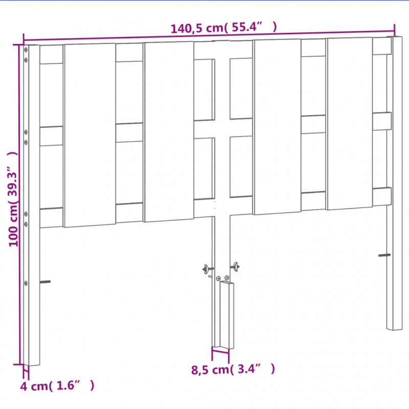 Kopfteil Wachsbraun 135 cm Massivholz Kiefer