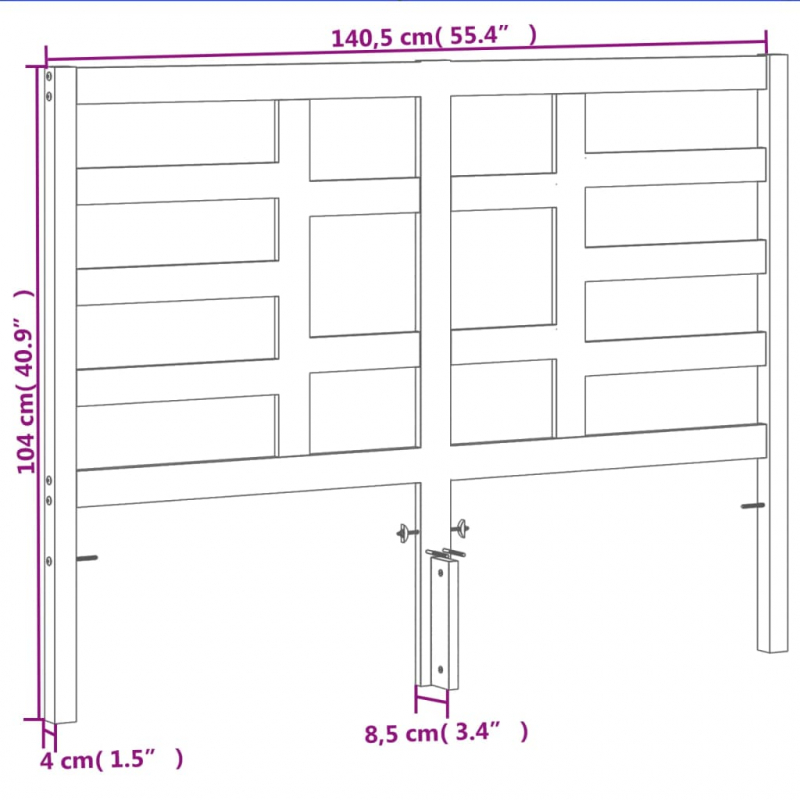 Kopfteil Wachsbraun 135 cm Massivholz Kiefer