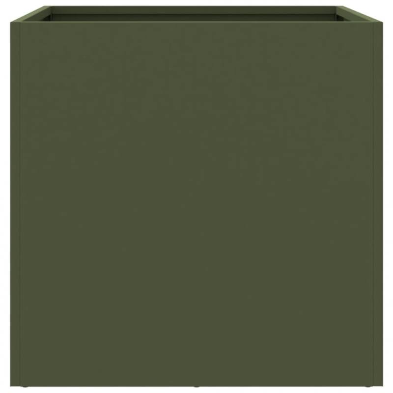 Pflanzkübel Olivgrün 49x47x46 cm Kaltgewalzter Stahl