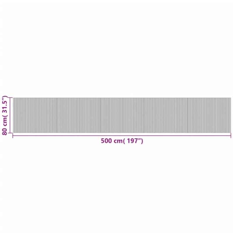 Teppich Rechteckig Schwarz 80x500 cm Bambus