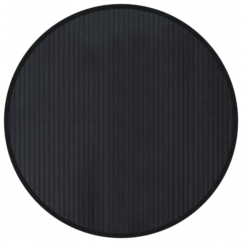 Teppich Rund Schwarz 80 cm Bambus