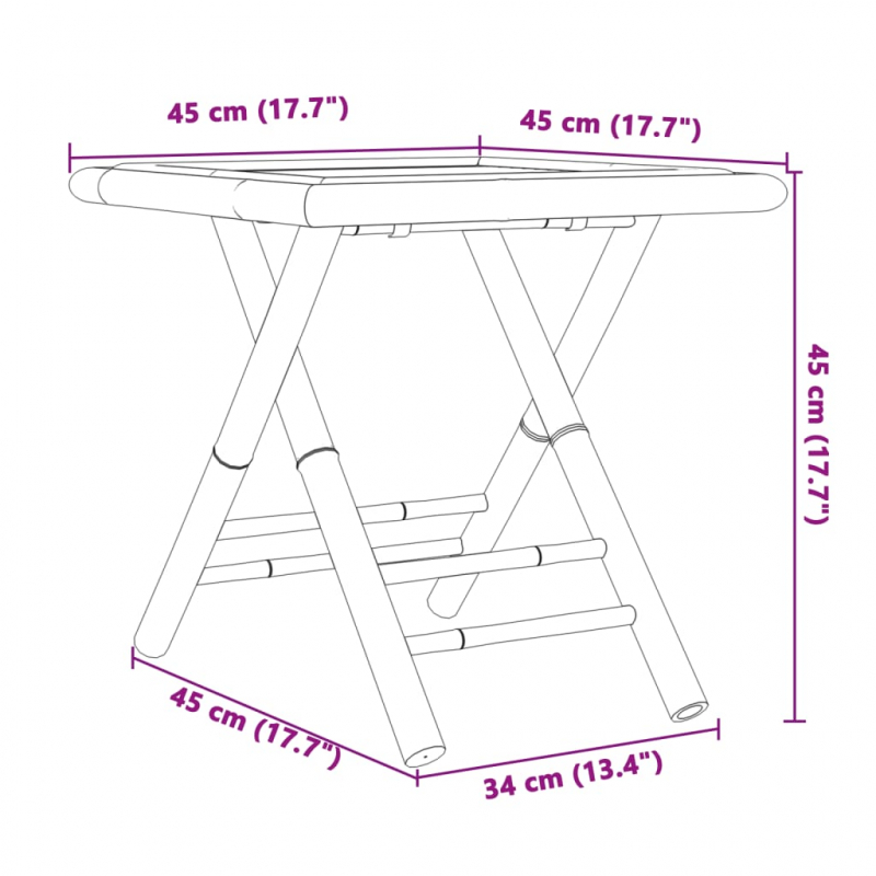 Gartentisch Klappbar 45x45x45 cm Bambus